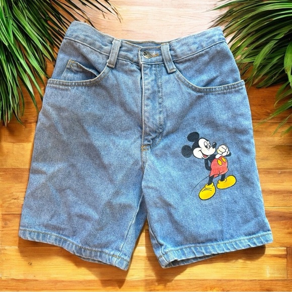 VINTAGE Mickey Mouse Girls’ Denim Shorts - Size 8 - Picture 1 of 11